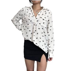 ANN TAYLOR women’s Floral Long Sleeve Lightweight Blouse; Size M